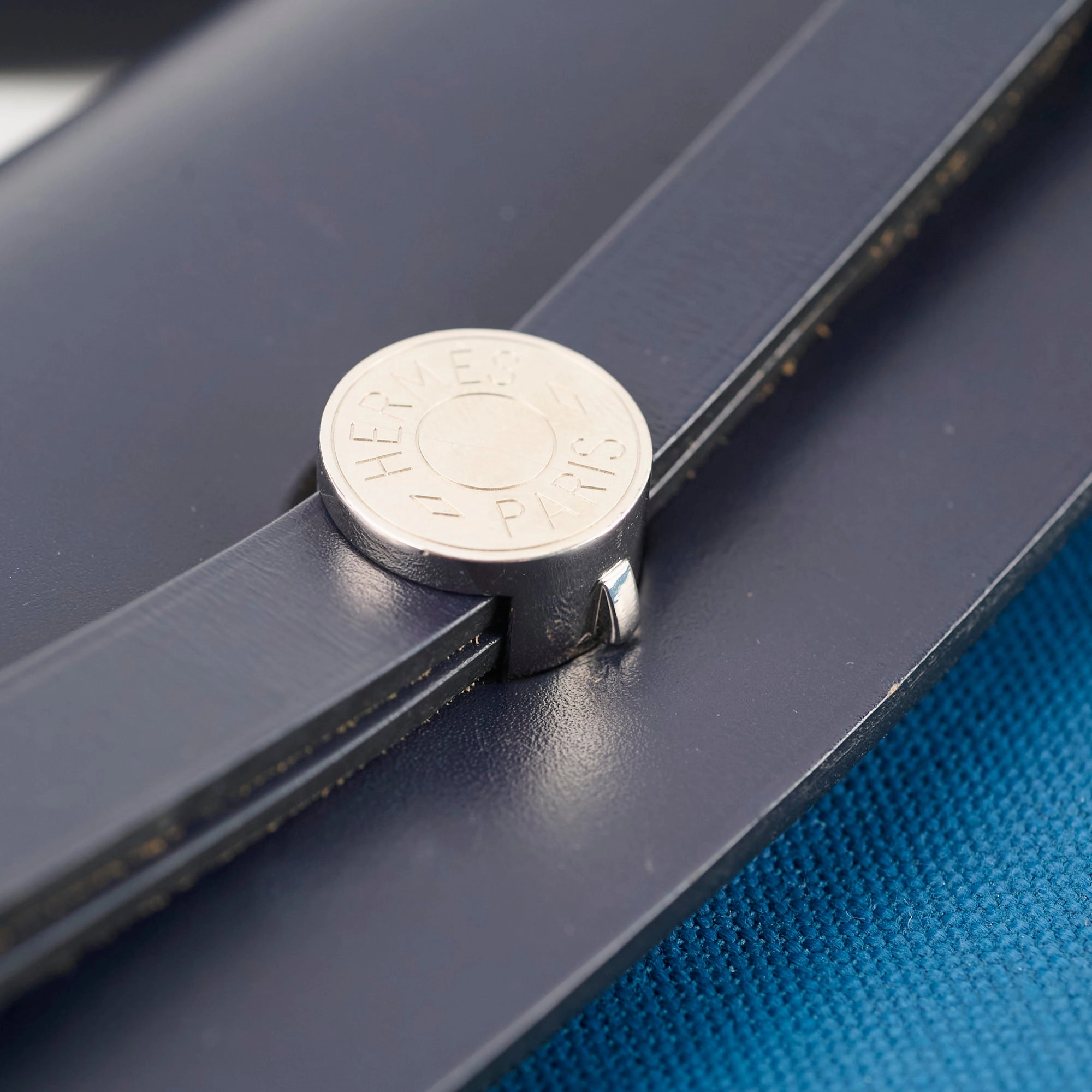 Hermes Herbag 39 Blue Indigo Retourne D stamp 2019