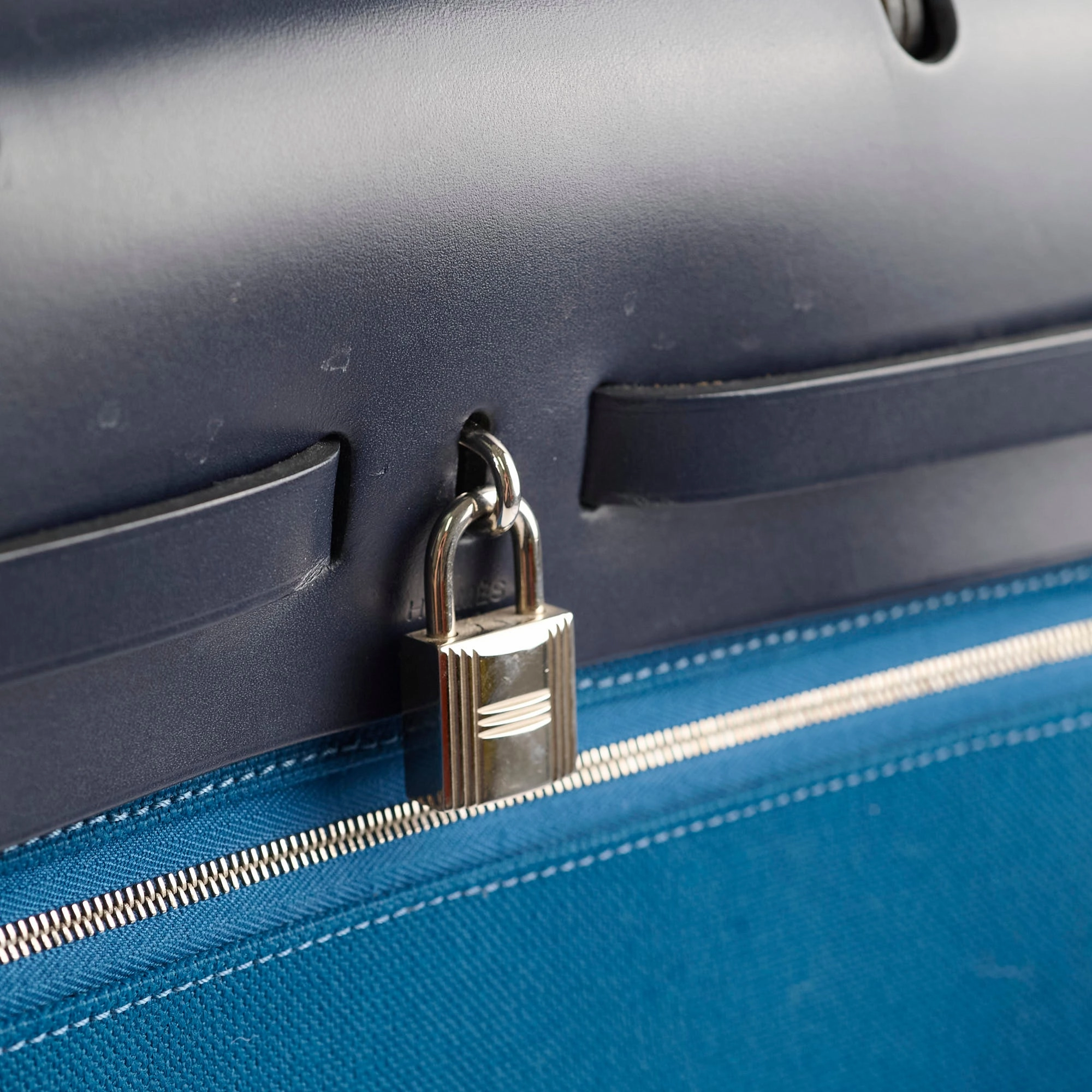 Hermes Herbag 39 Blue Indigo Retourne D stamp 2019