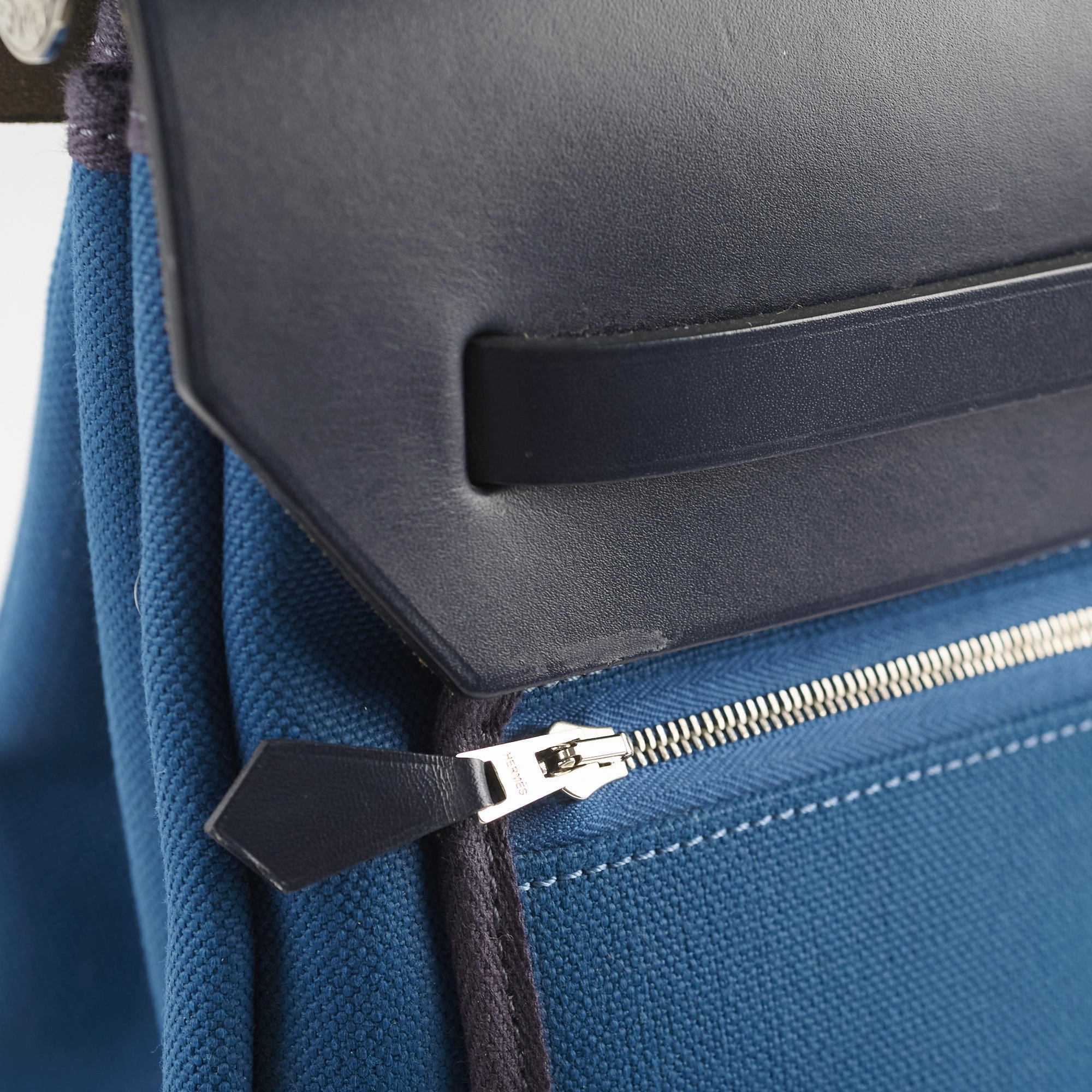Hermes Herbag 39 Blue Indigo Retourne D stamp 2019