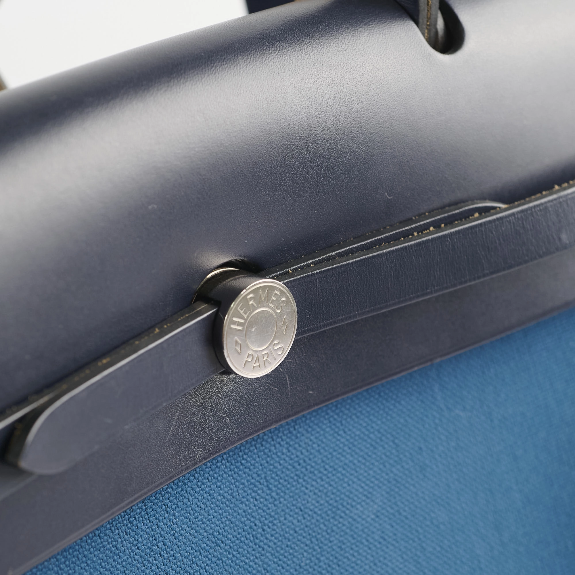 Hermes Herbag 39 Blue Indigo Retourne D stamp 2019