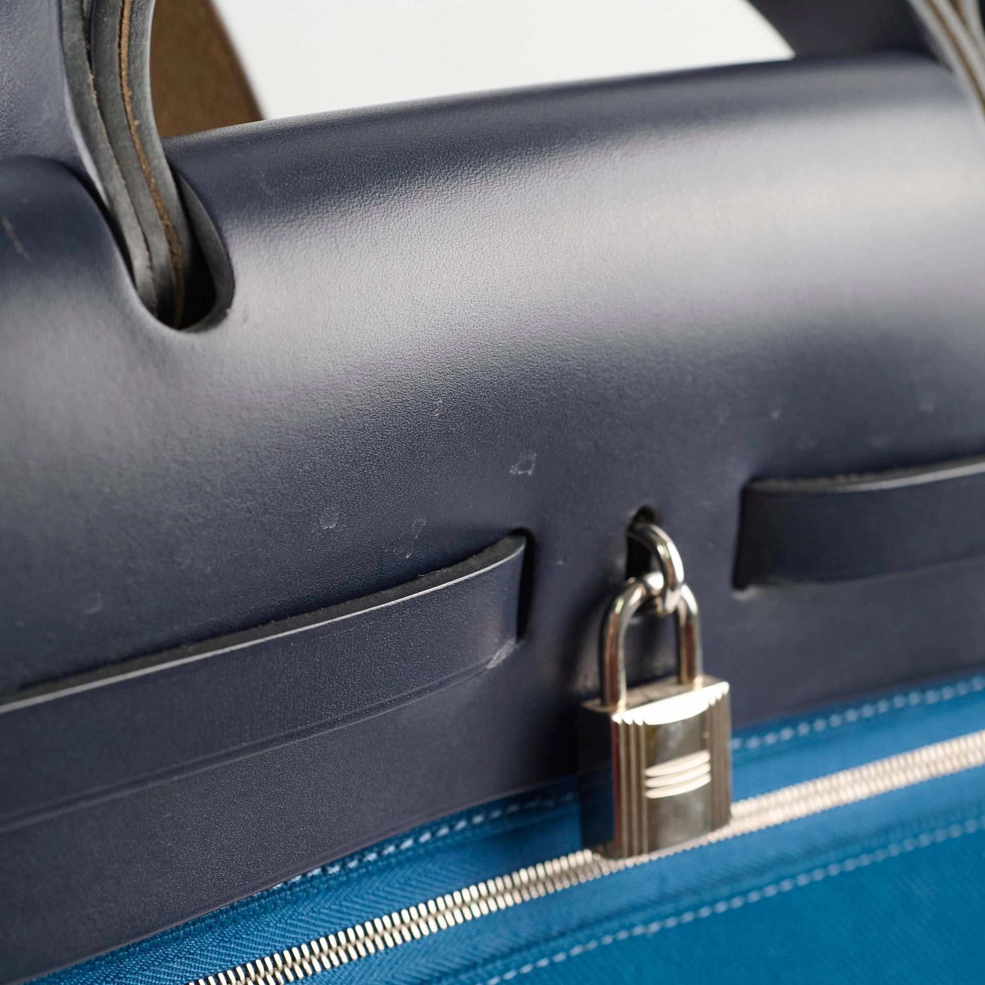 Hermes Herbag 39 Blue Indigo Retourne D stamp 2019