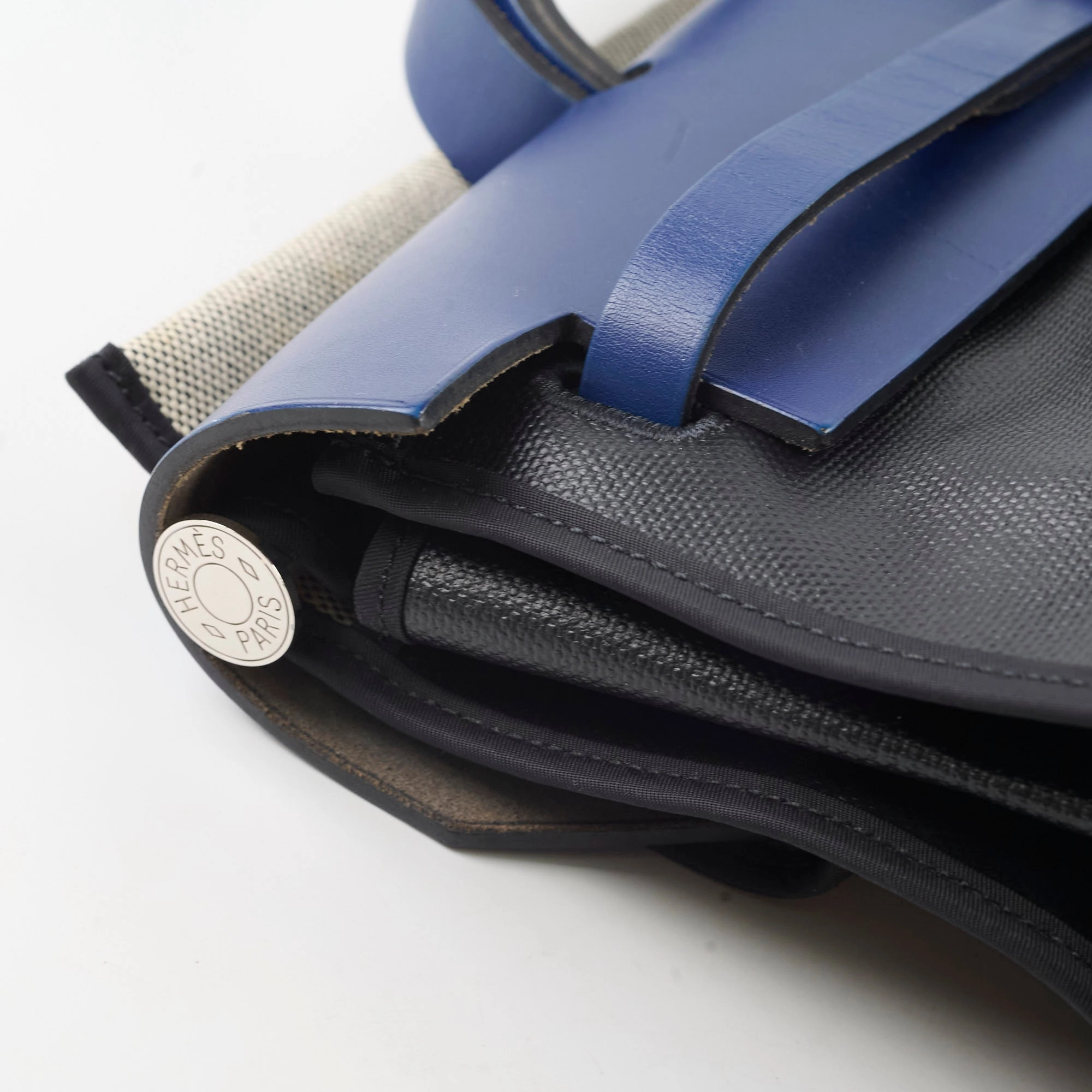 Hermes Herbag Zip 39 Bag Berline Canvas/Leather Black/Blue SHW