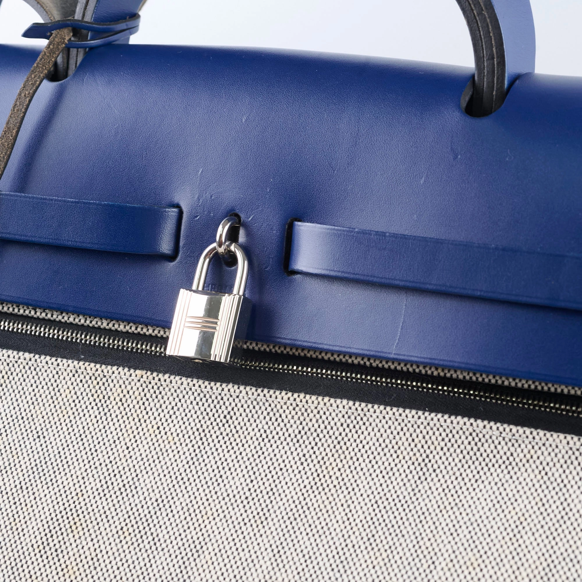 Hermes Herbag Zip 39 Bag Berline Canvas/Leather Black/Blue SHW