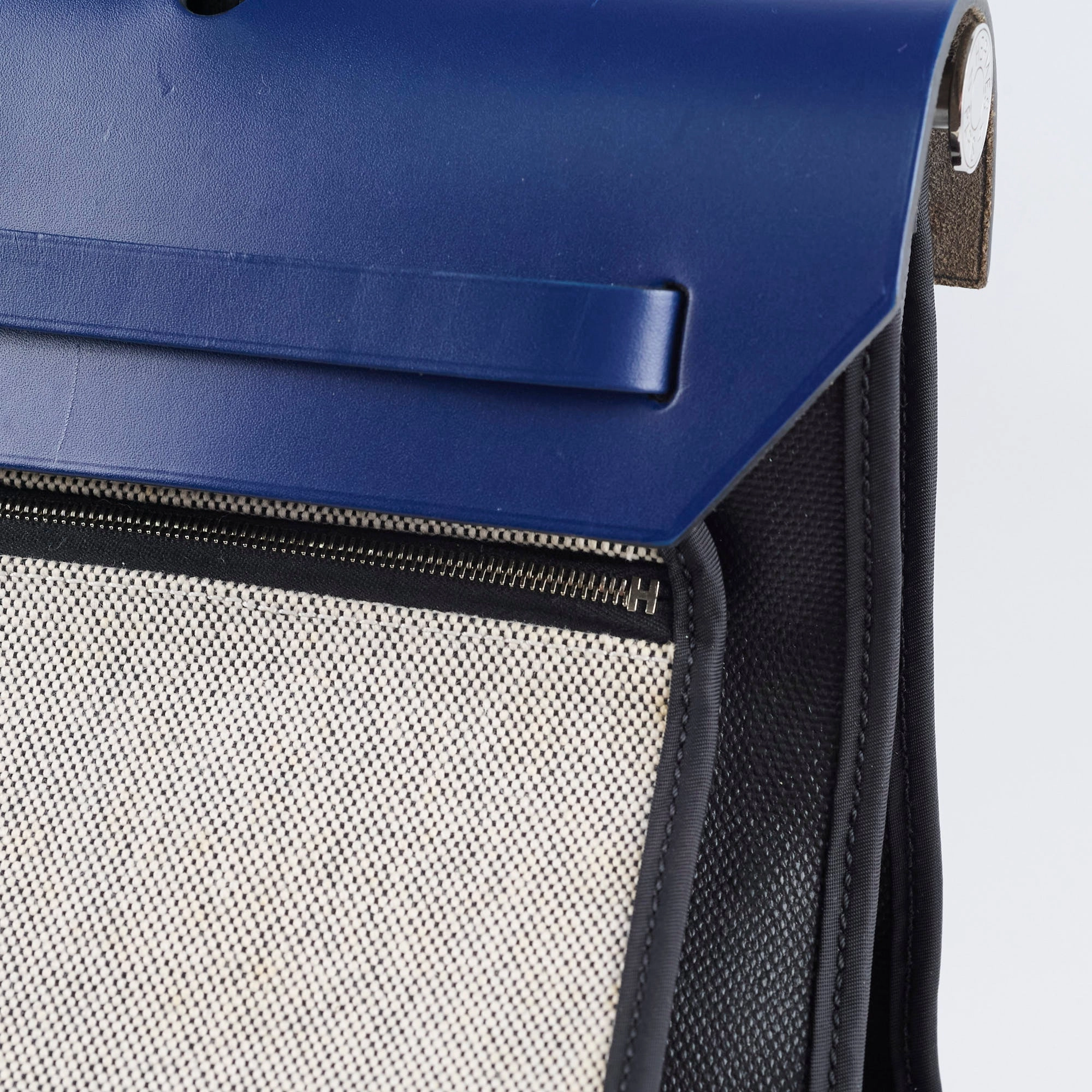 Hermes Herbag Zip 39 Bag Berline Canvas/Leather Black/Blue SHW