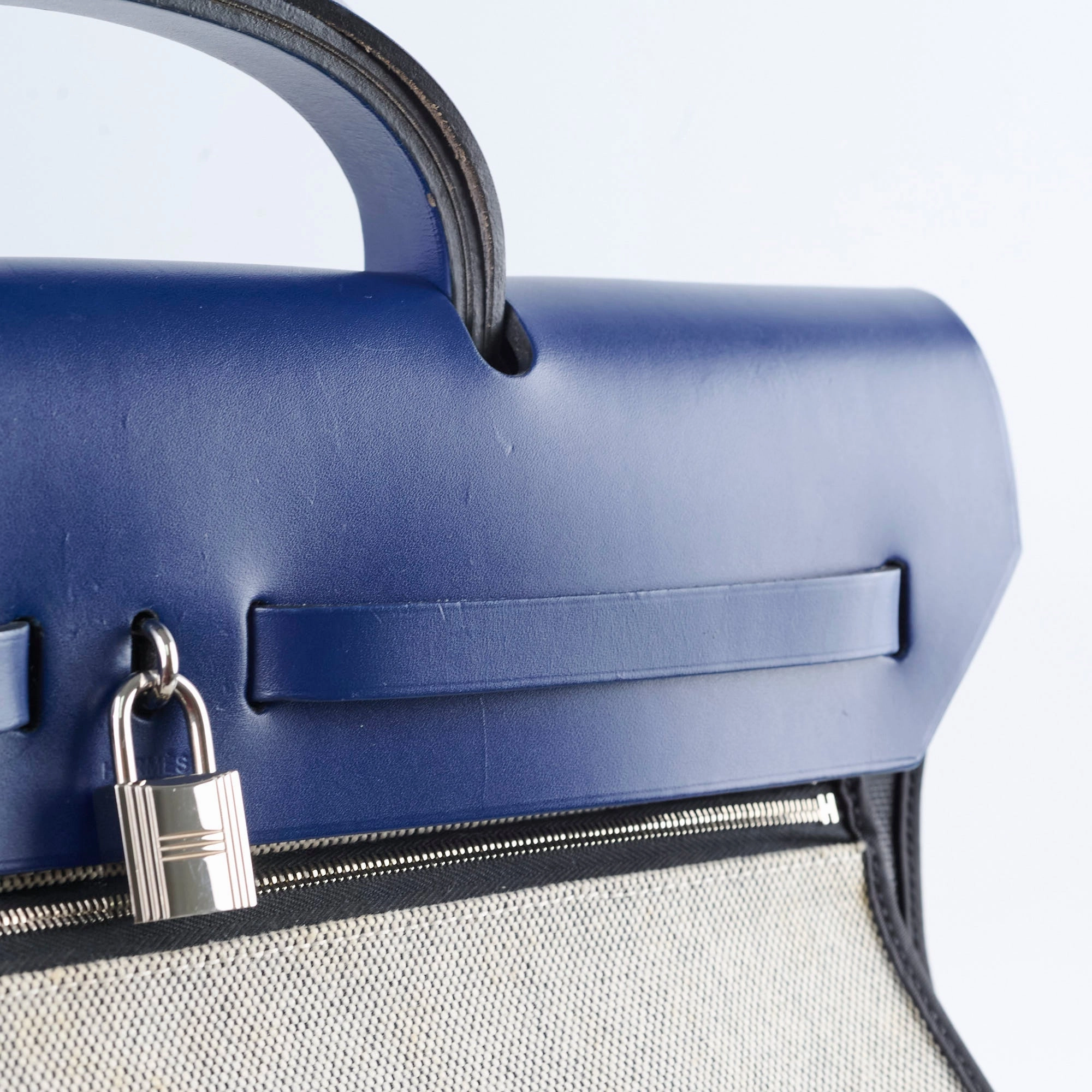 Hermes Herbag Zip 39 Bag Berline Canvas/Leather Black/Blue SHW