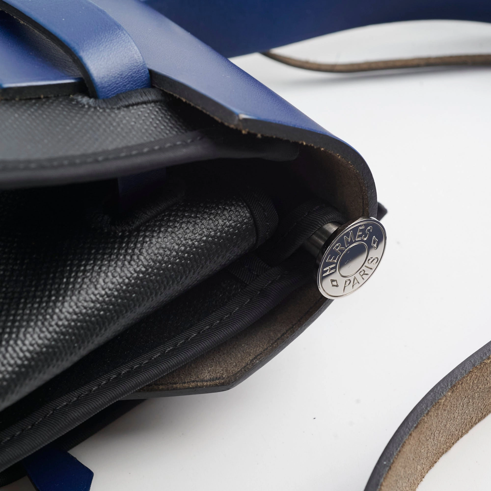 Hermes Herbag Zip 39 Bag Berline Canvas/Leather Black/Blue SHW