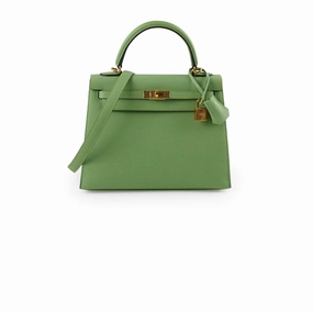 Hermes Kelly 25 Epsom Vert Criquet D Stamp 2019