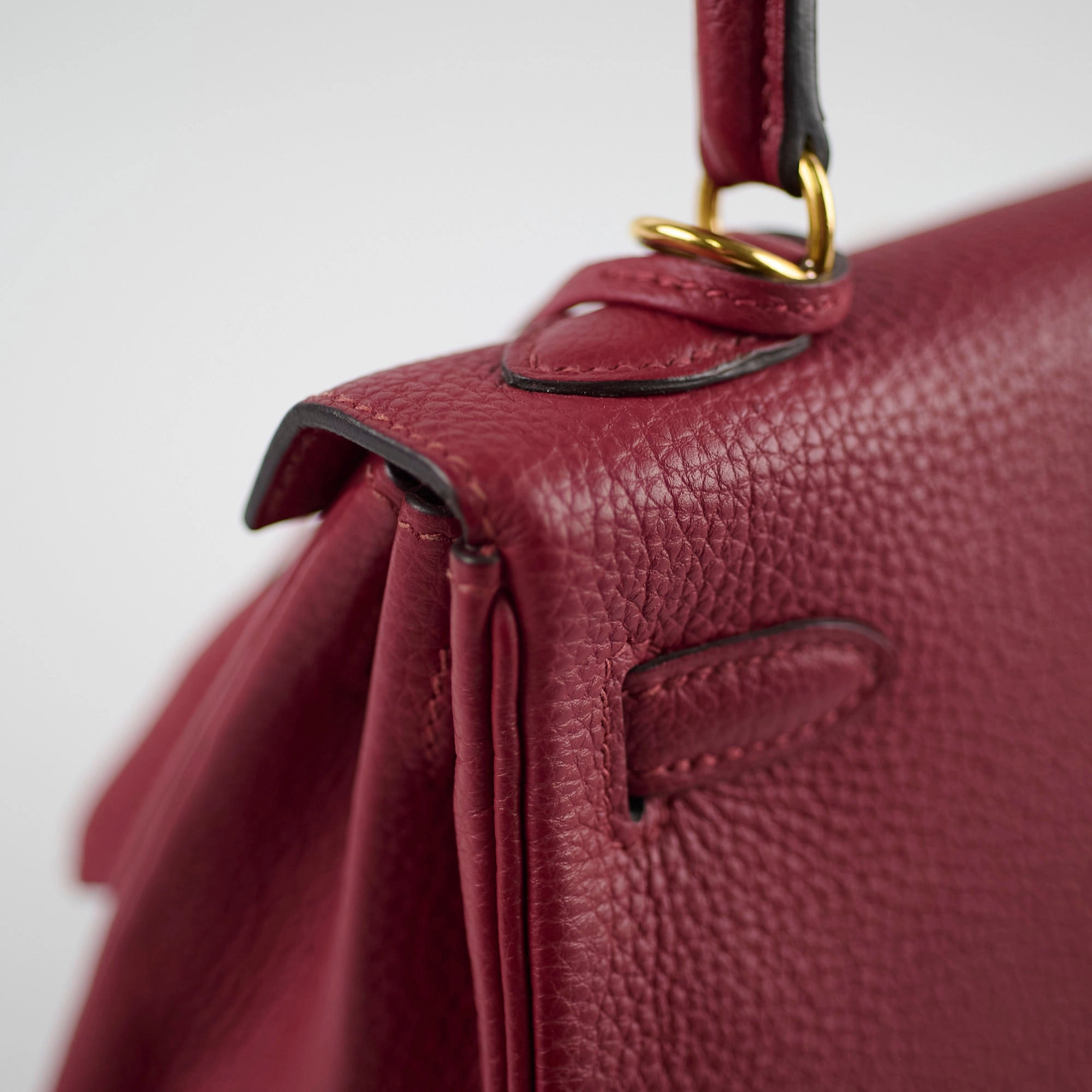Hermes Kelly 25 Togo Rouge Grenat C Stamp 2018