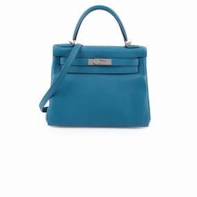 Hermes Kelly 28 blue T Stamp