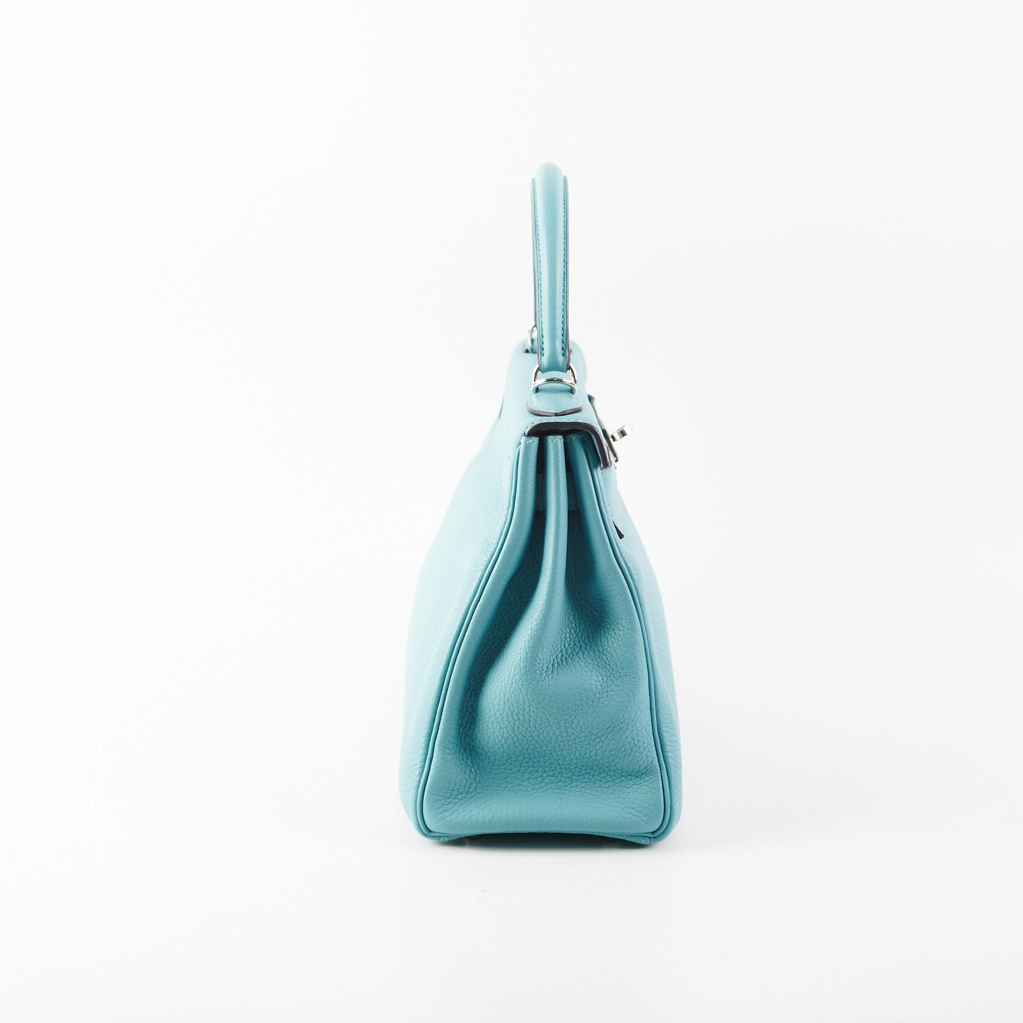 Hermes Kelly 28 Clemence Blue Atol