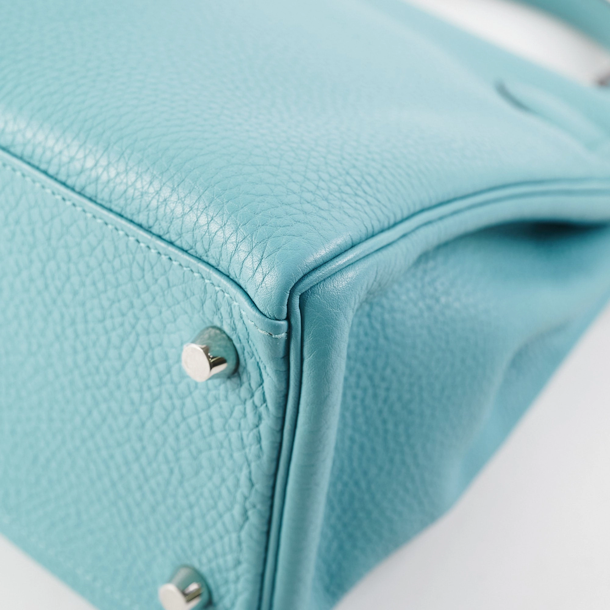 Hermes Kelly 28 Clemence Blue Atol
