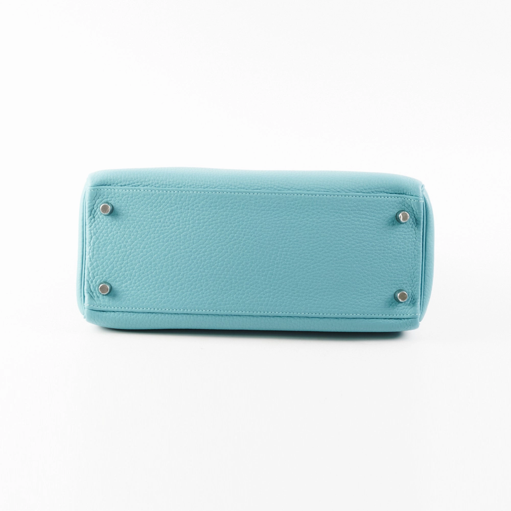 Hermes Kelly 28 Clemence Blue Atol