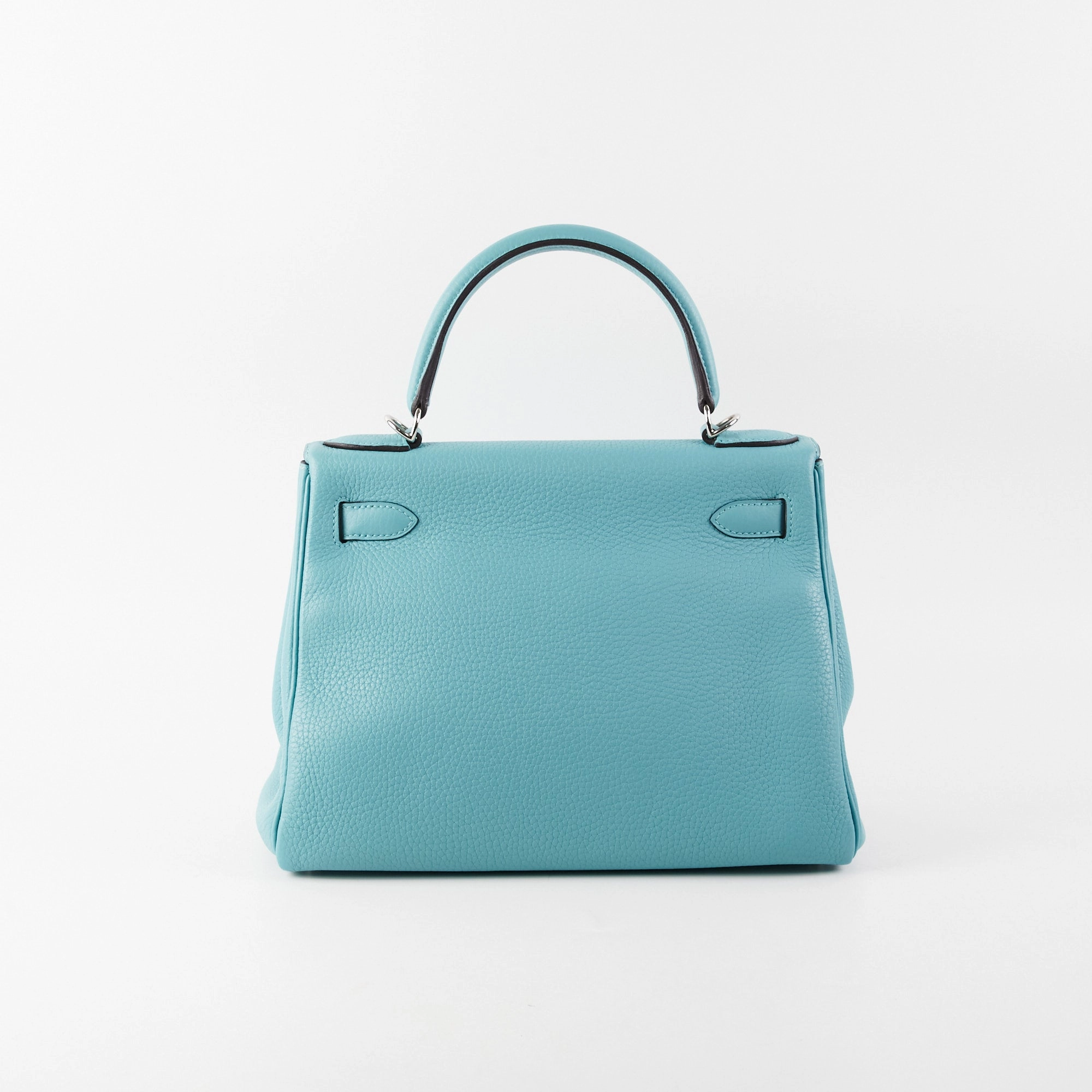 Hermes Kelly 28 Clemence Blue Atol