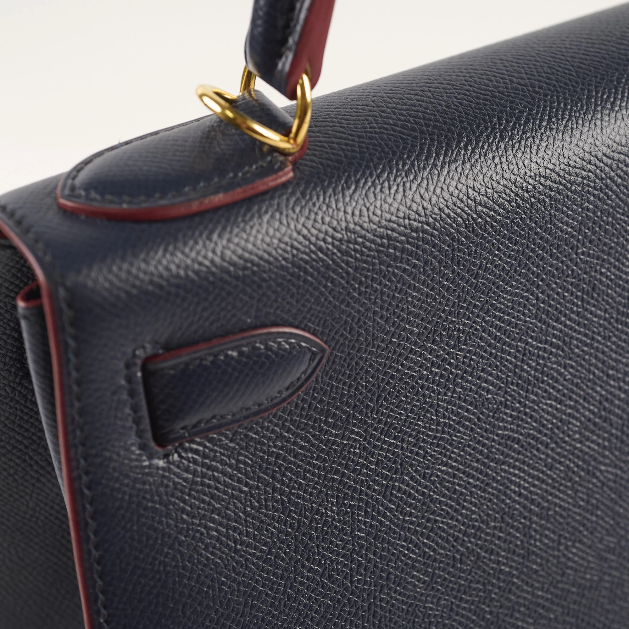 Hermes Kelly 28 Contour Epsom Blue Indigo/ Rouge H X Stamp