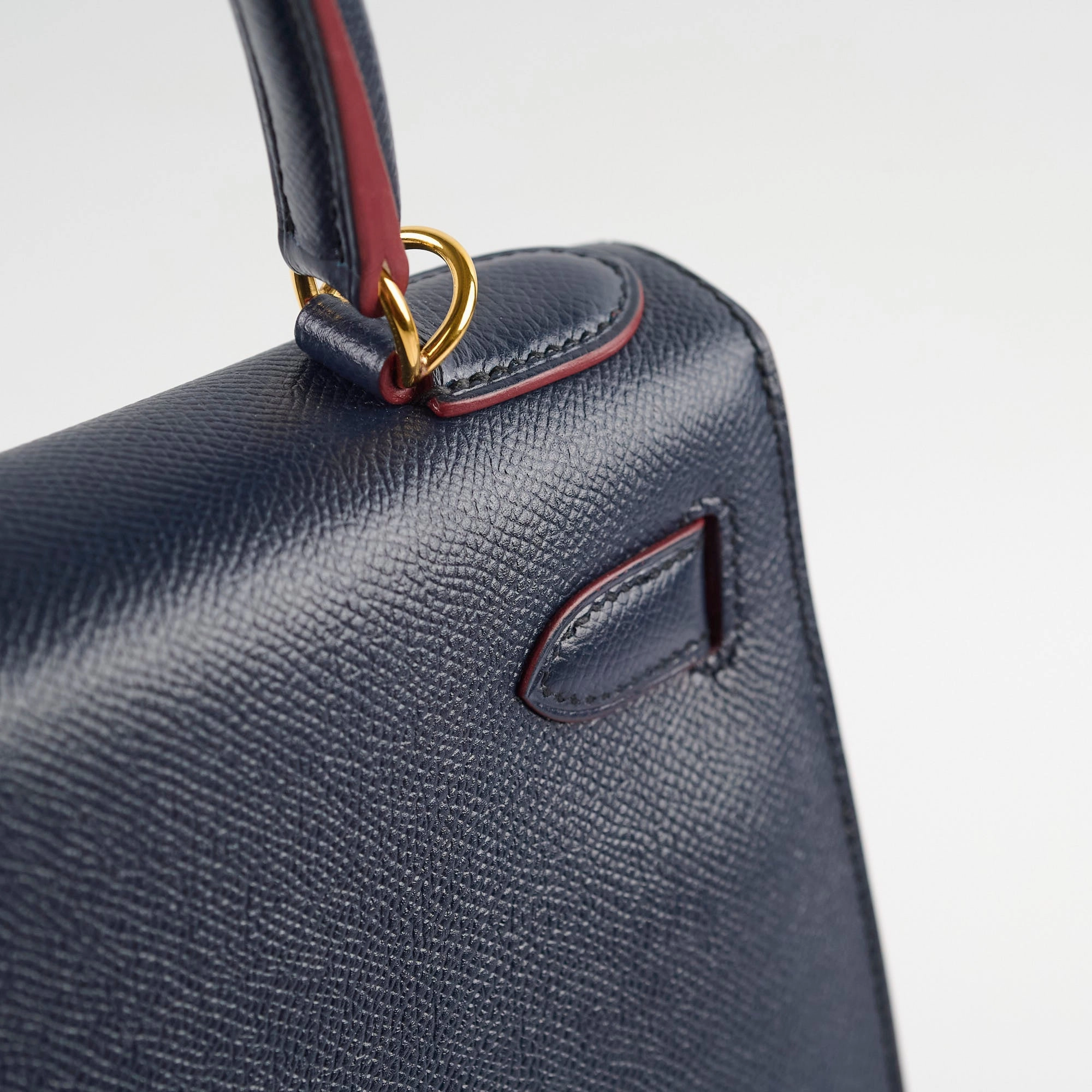 Hermes Kelly 28 Contour Epsom Blue Indigo/ Rouge H X Stamp