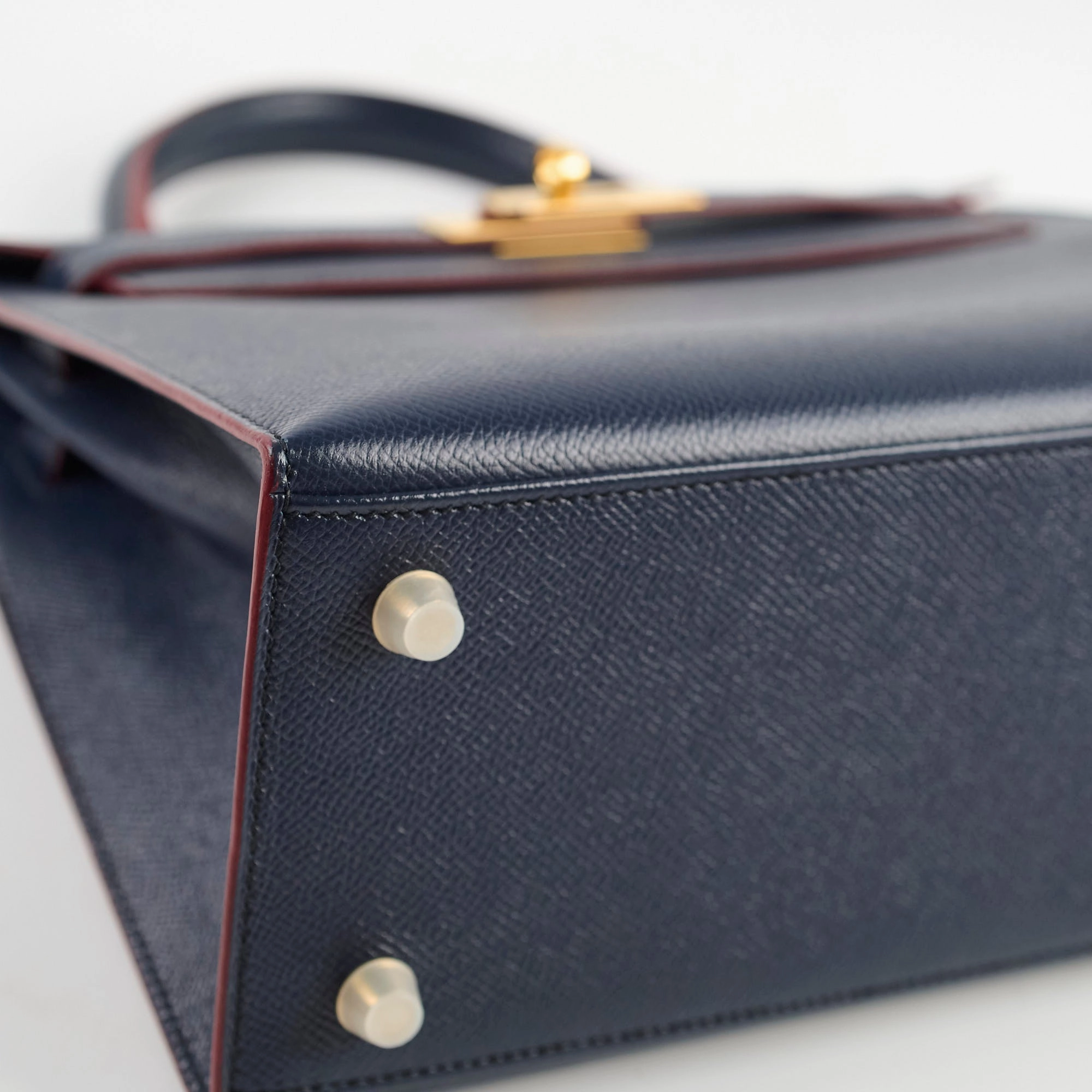 Hermes Kelly 28 Contour Epsom Blue Indigo/ Rouge H X Stamp