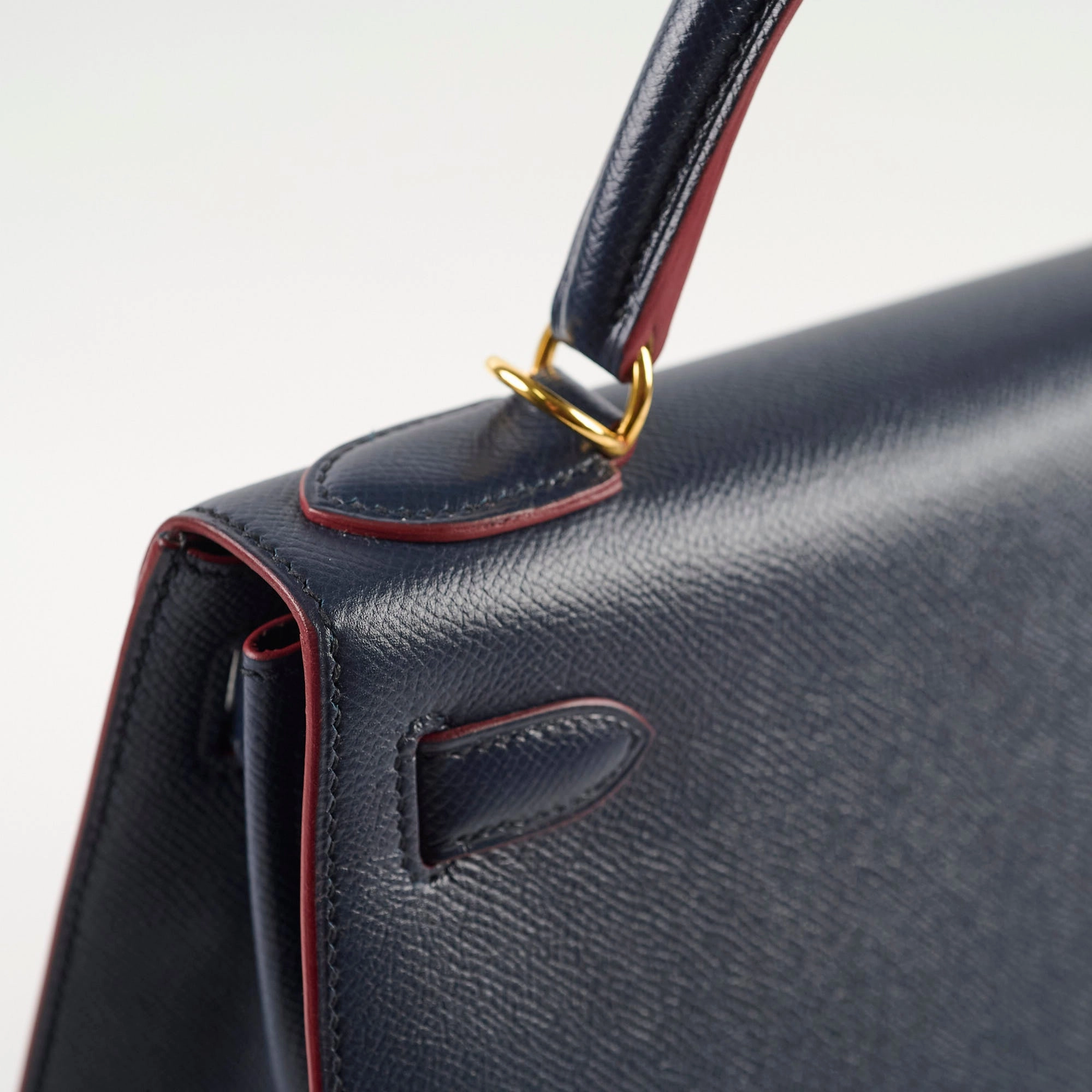 Hermes Kelly 28 Contour Epsom Blue Indigo/ Rouge H X Stamp