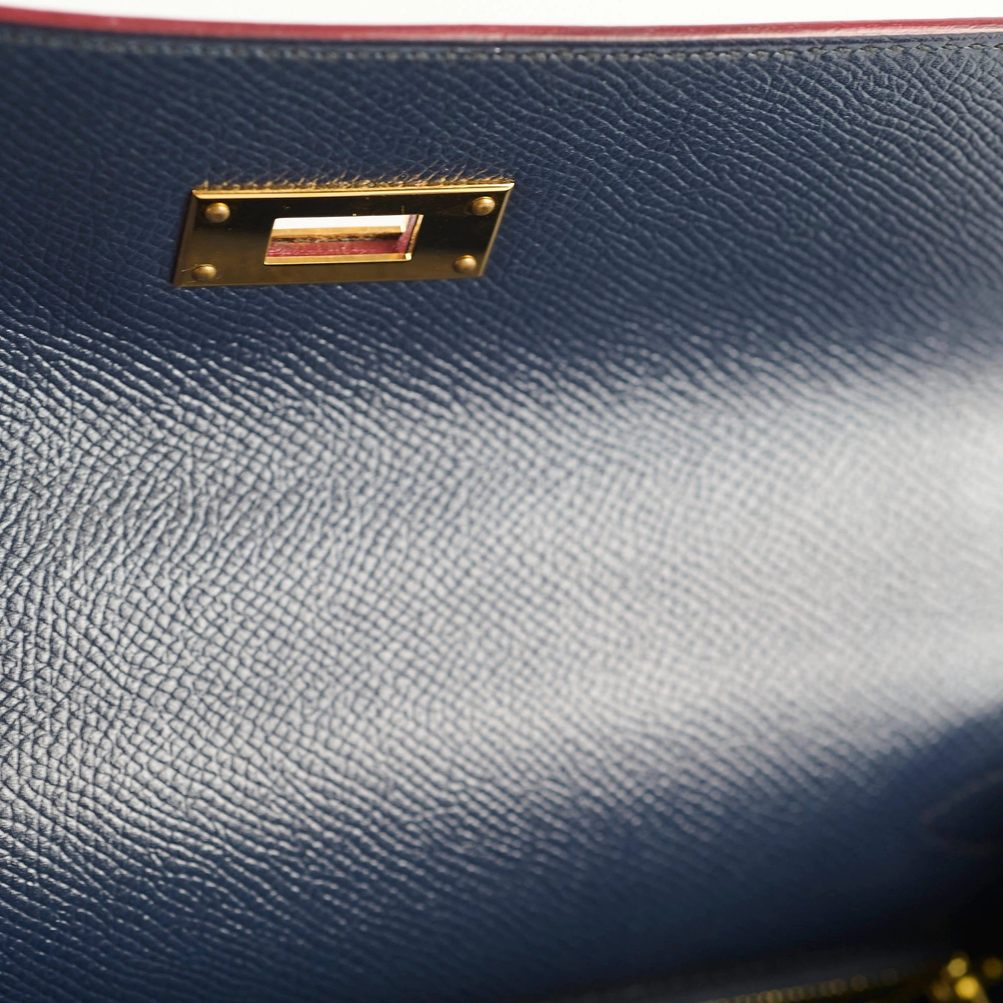 Hermes Kelly 28 Contour Epsom Blue Indigo/ Rouge H X Stamp