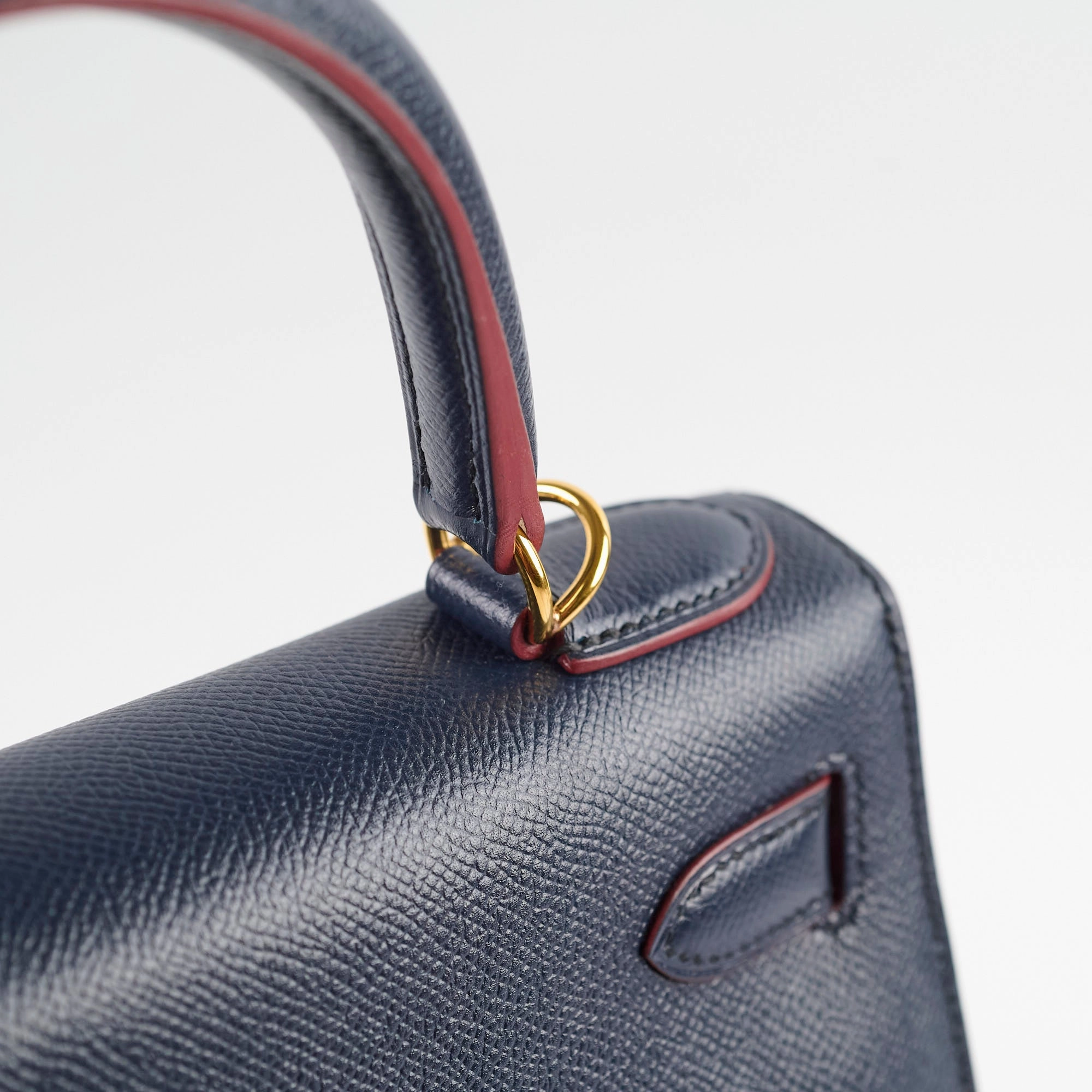 Hermes Kelly 28 Contour Epsom Blue Indigo/ Rouge H X Stamp