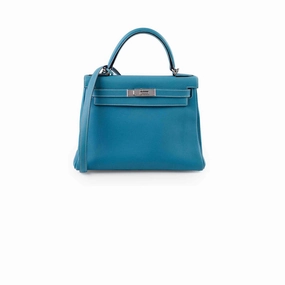 Hermes Kelly 28 Togo Leather Blue Jeans - G square (2003)