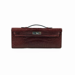 Hermes Kelly Cut Alligator F5 Bourgogne C Stamp