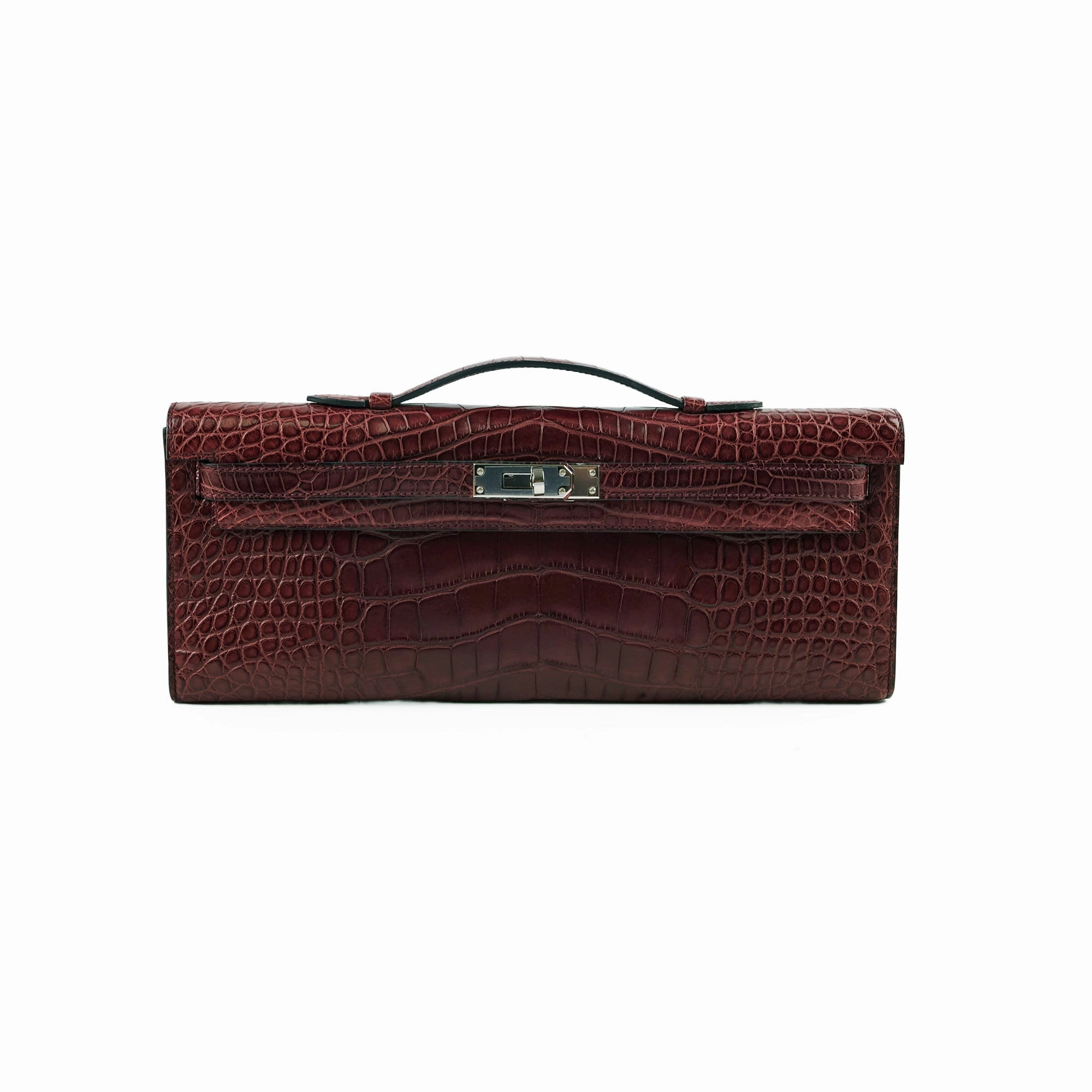 Hermes Kelly Cut Alligator F5 Bourgogne C Stamp