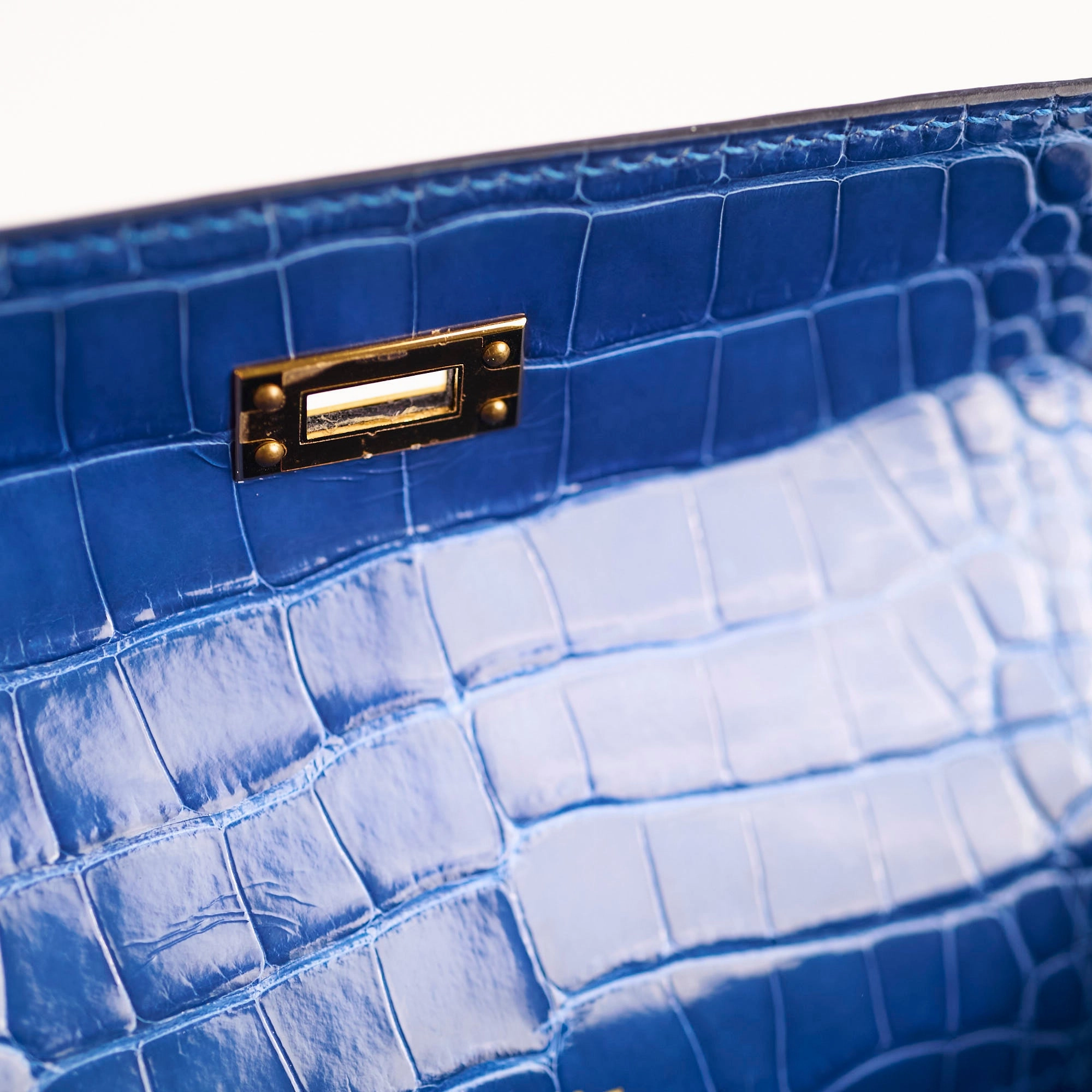 Hermes Kelly Pochette Shiny Alligator 7Q Mykonos C Stamp