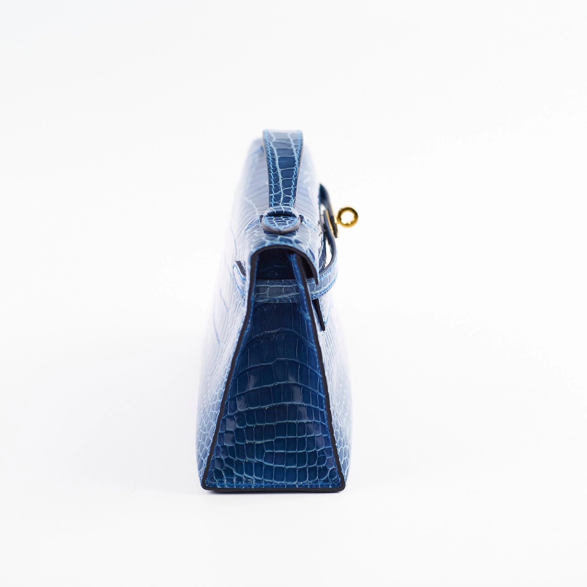Hermes Kelly Pochette Shiny Alligator 7Q Mykonos C Stamp