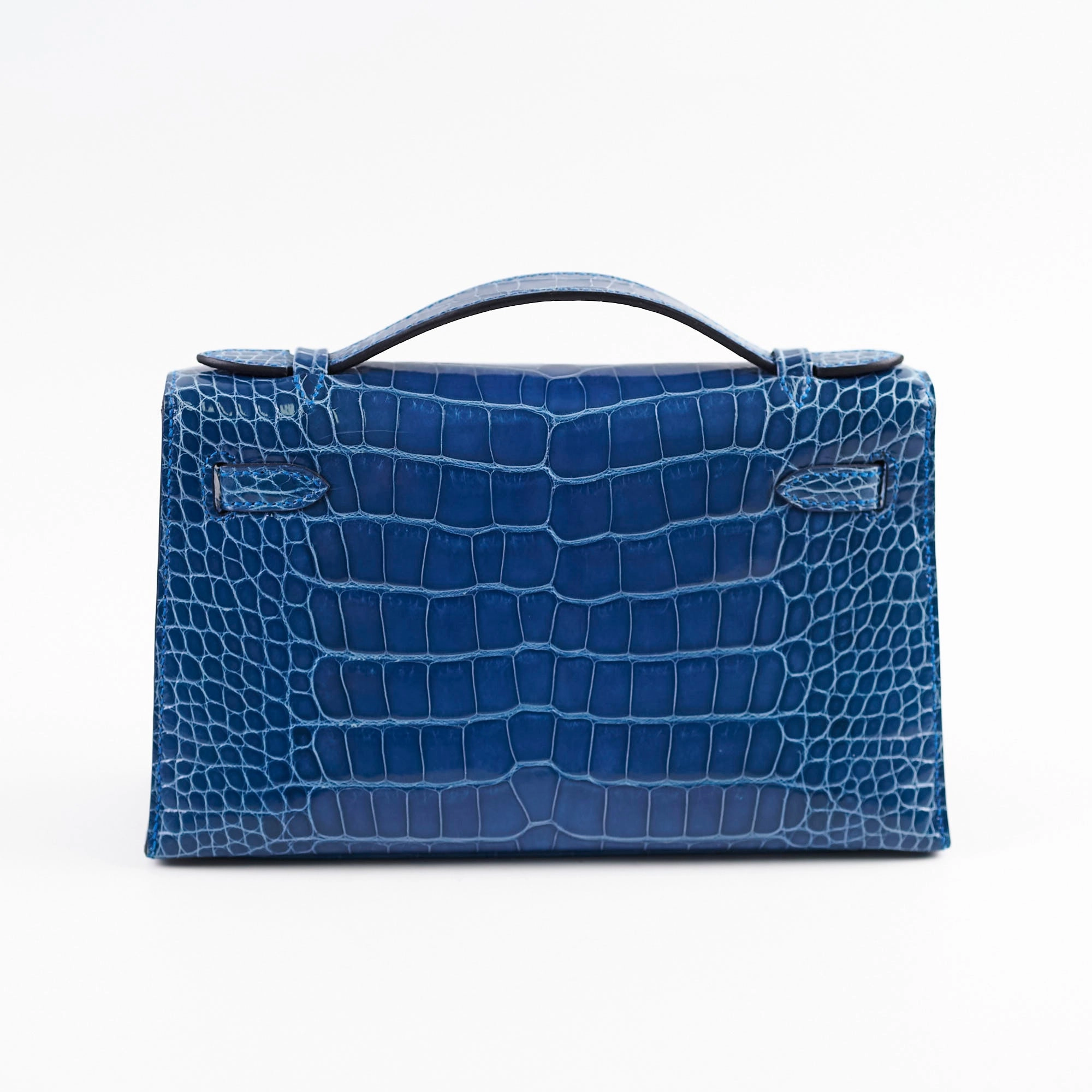 Hermes Kelly Pochette Shiny Alligator 7Q Mykonos C Stamp