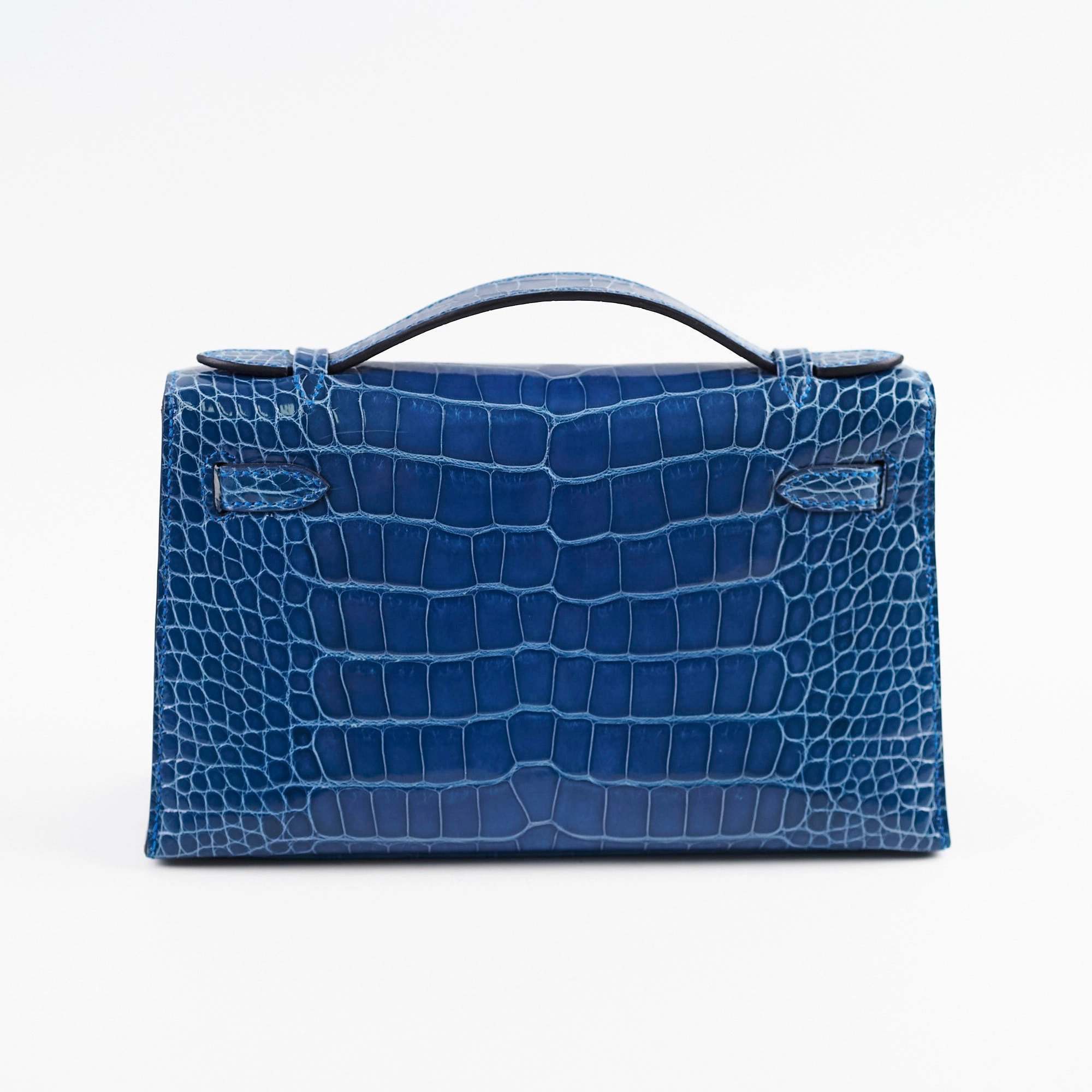 Hermes Kelly Pochette Shiny Alligator 7Q Mykonos C Stamp