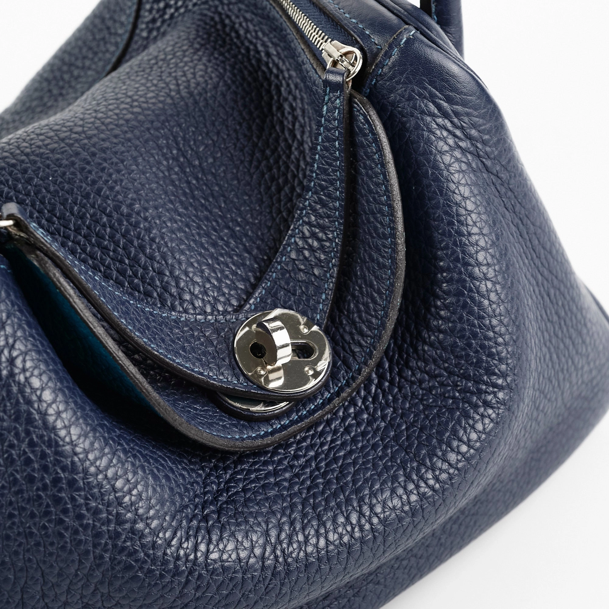 Hermes Lindy 26 Bleu Sapphire Clemence - Stamp Q Square