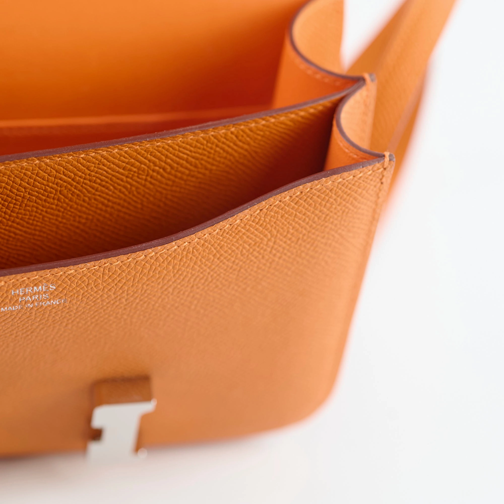 Hermes Mini Constance Espom Orange B stamp 2023