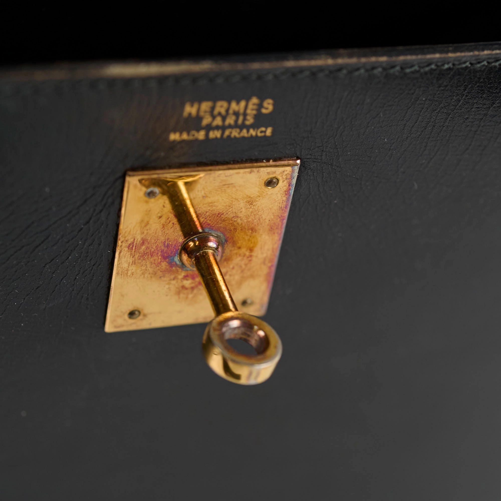 Hermes Vintage Kelly 32 Box Black J Circle Stamp 1980