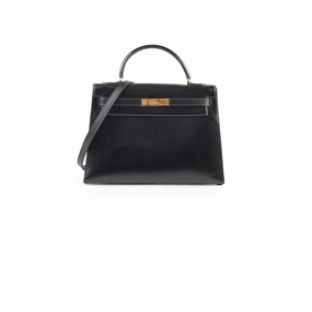 Hermes Vintage Kelly 32 Box Black J Circle Stamp 1980