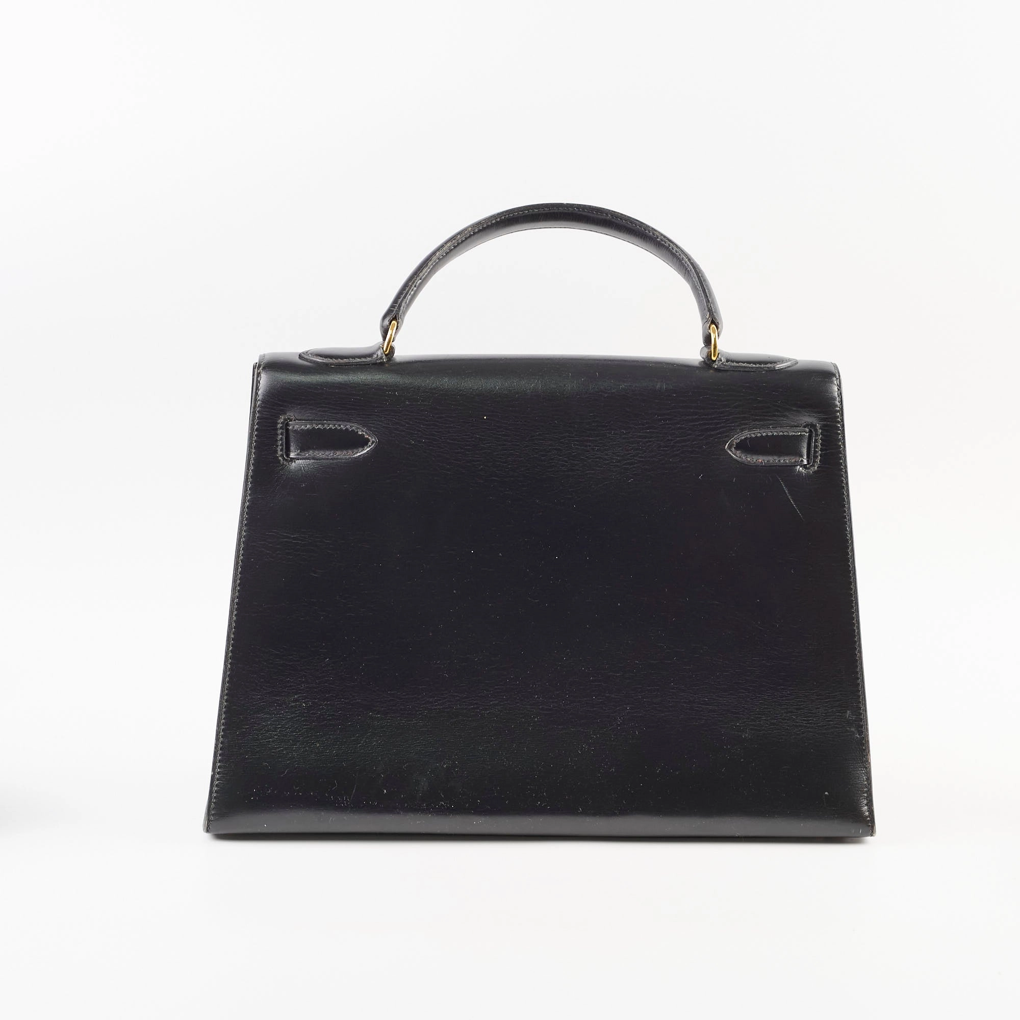 Hermes Vintage Kelly 32 Box Black J Circle Stamp 1980