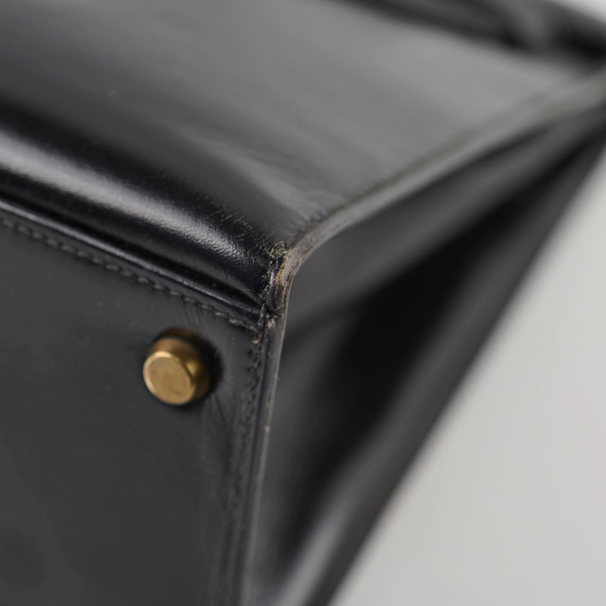 Hermes Vintage Kelly 32 Box Black J Circle Stamp 1980