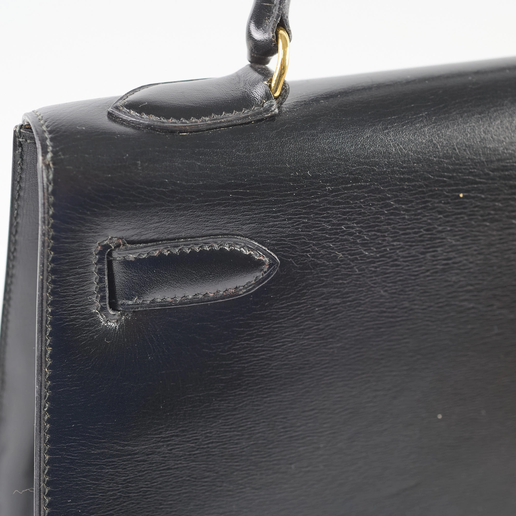 Hermes Vintage Kelly 32 Box Black J Circle Stamp 1980