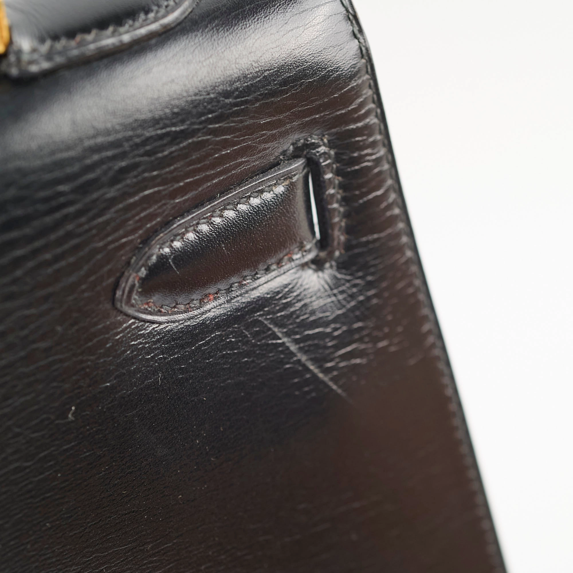 Hermes Vintage Kelly 32 Box Black J Circle Stamp 1980