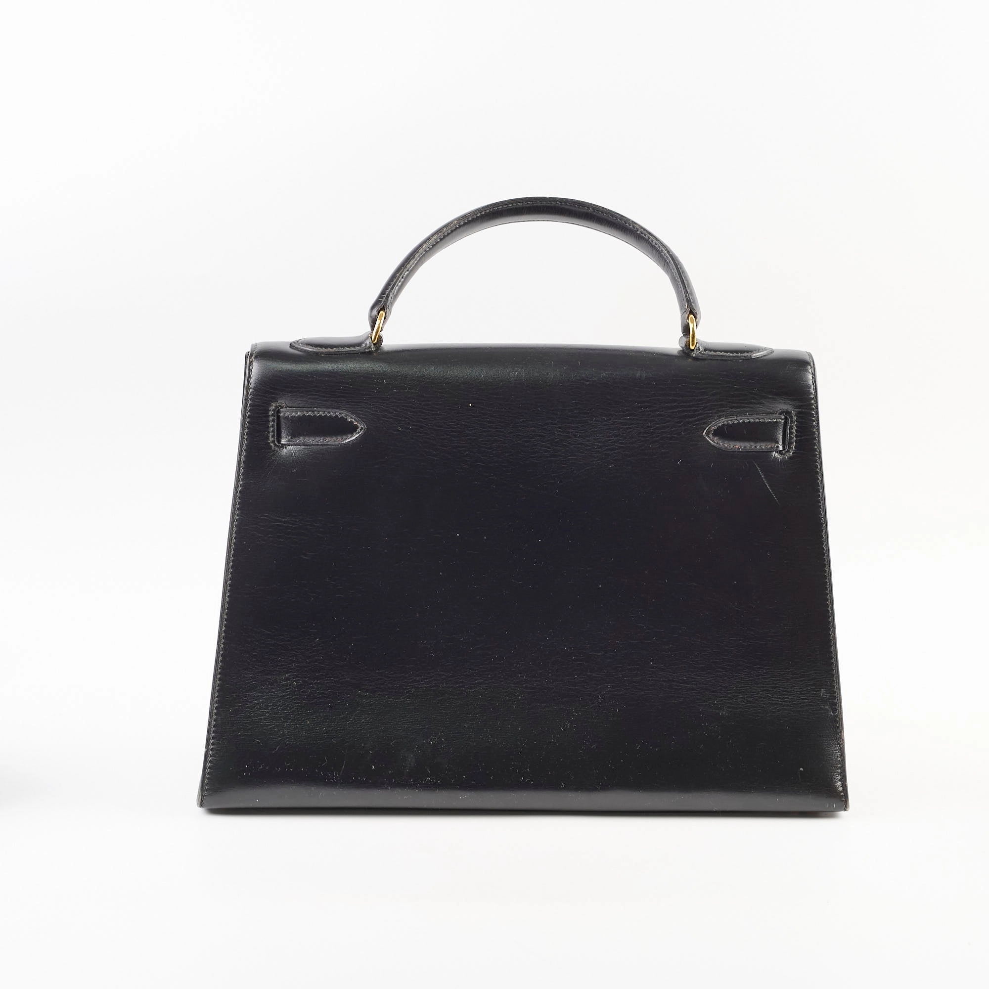 Hermes Vintage Kelly 32 Box Black J Circle Stamp 1980