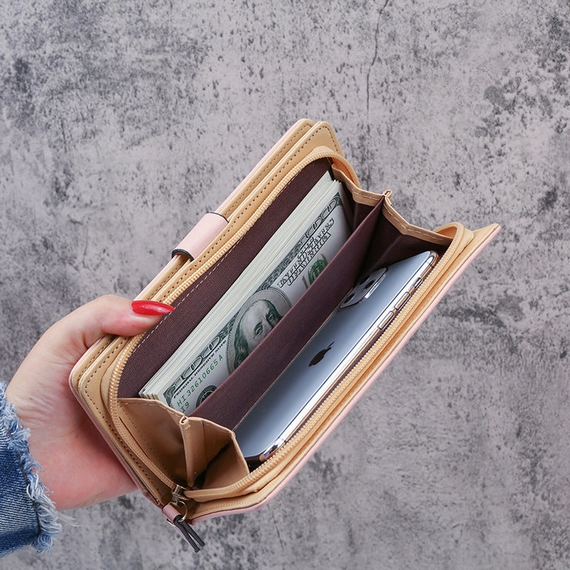 Hollow Leaf Zipper Button Wallet