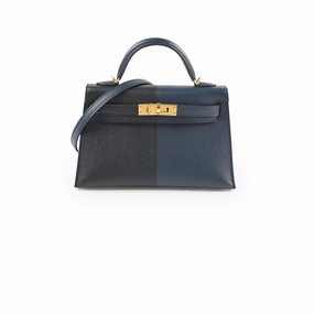 Kelly Mini Kelly Epsom Blue Indigo / Black Z stamp