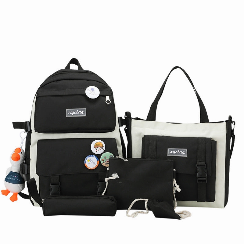 Korean style color matching four piece backpack