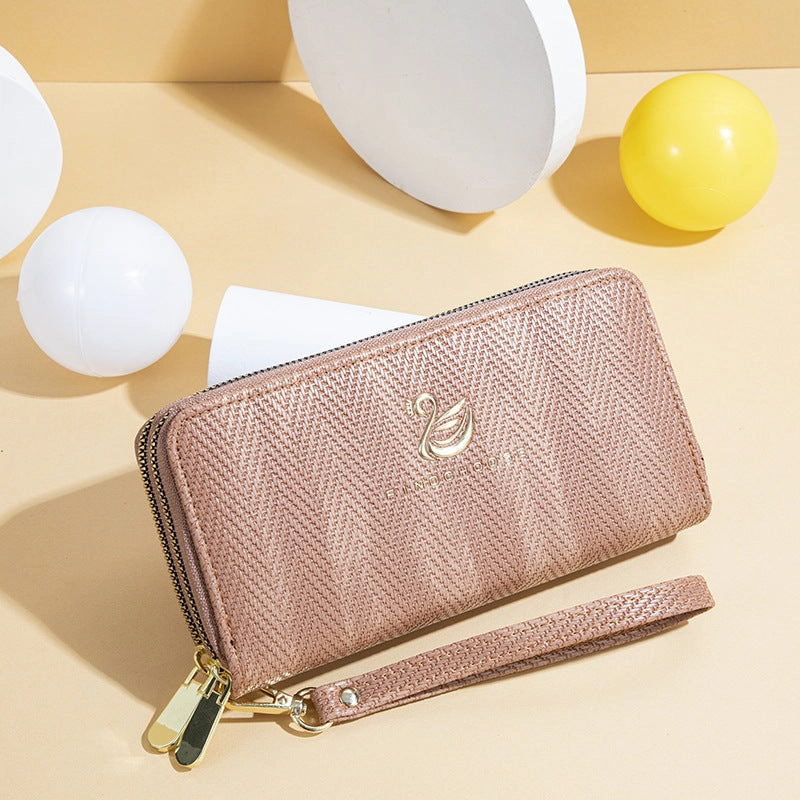 Large capacity double zipper clutch bag