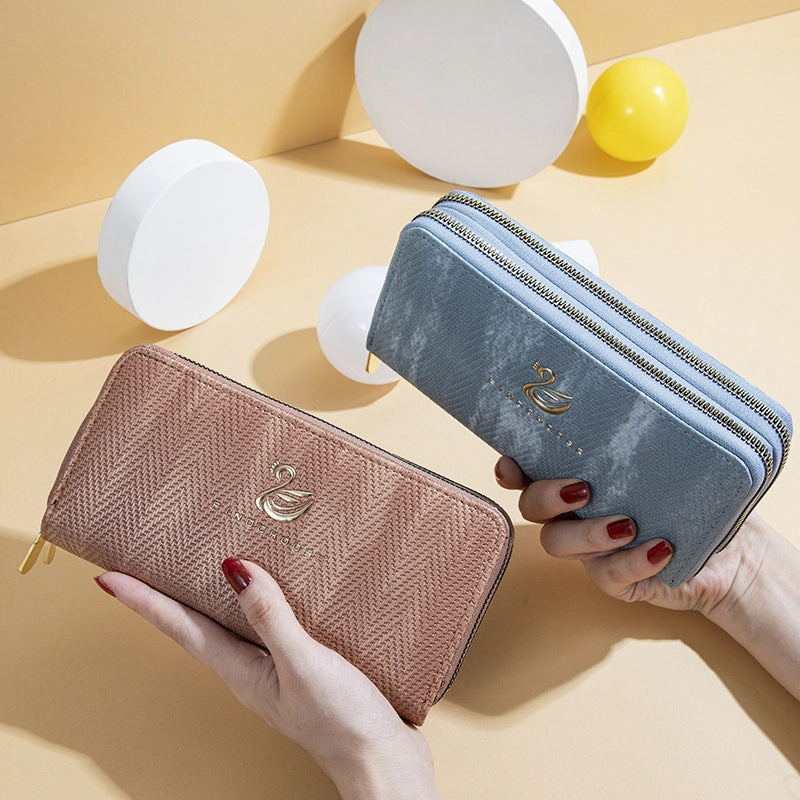 Large capacity double zipper clutch bag