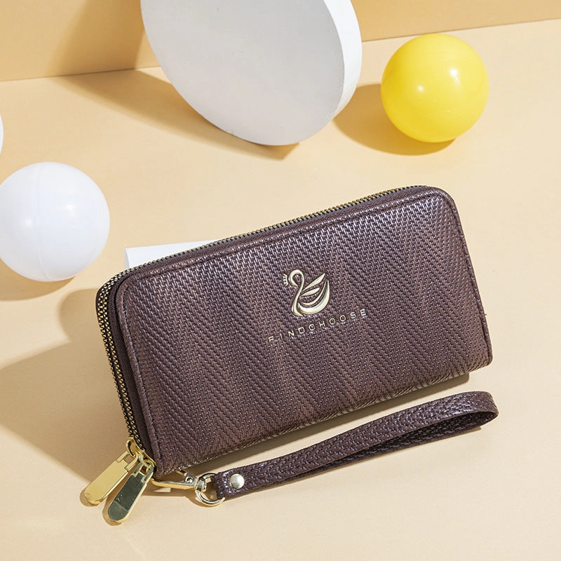 Large capacity double zipper clutch bag