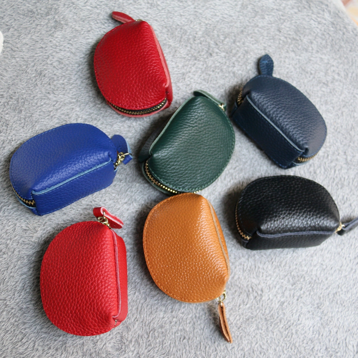 Leather dumpling zipper coin bag