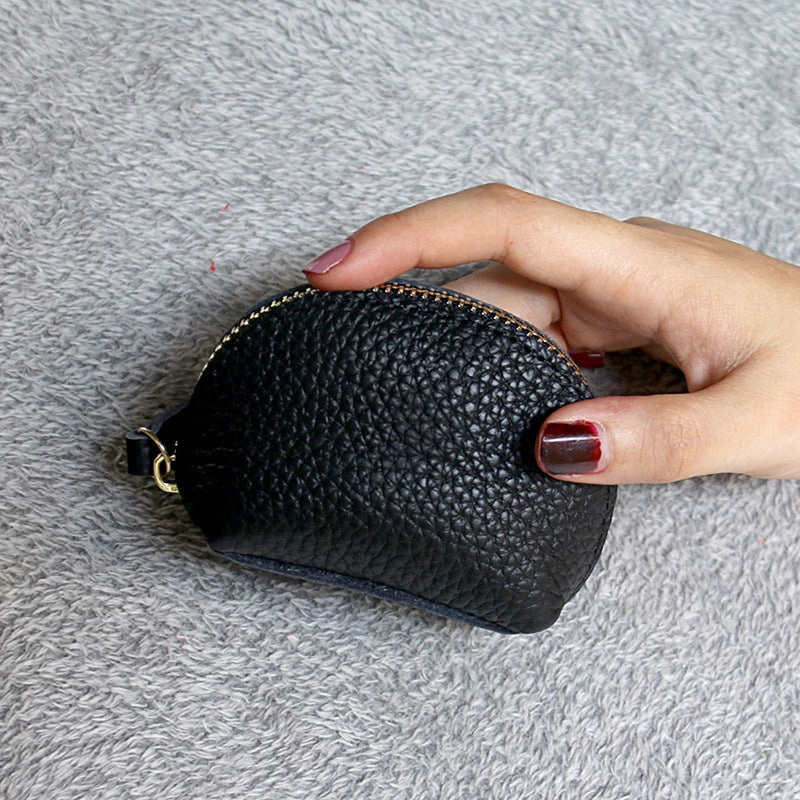 Leather dumpling zipper coin bag