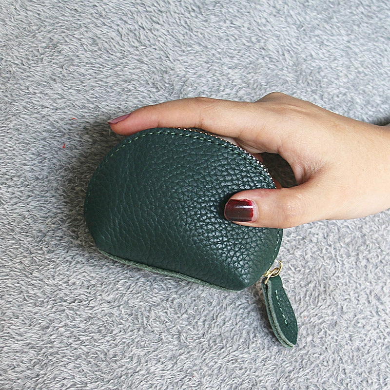 Leather dumpling zipper coin bag