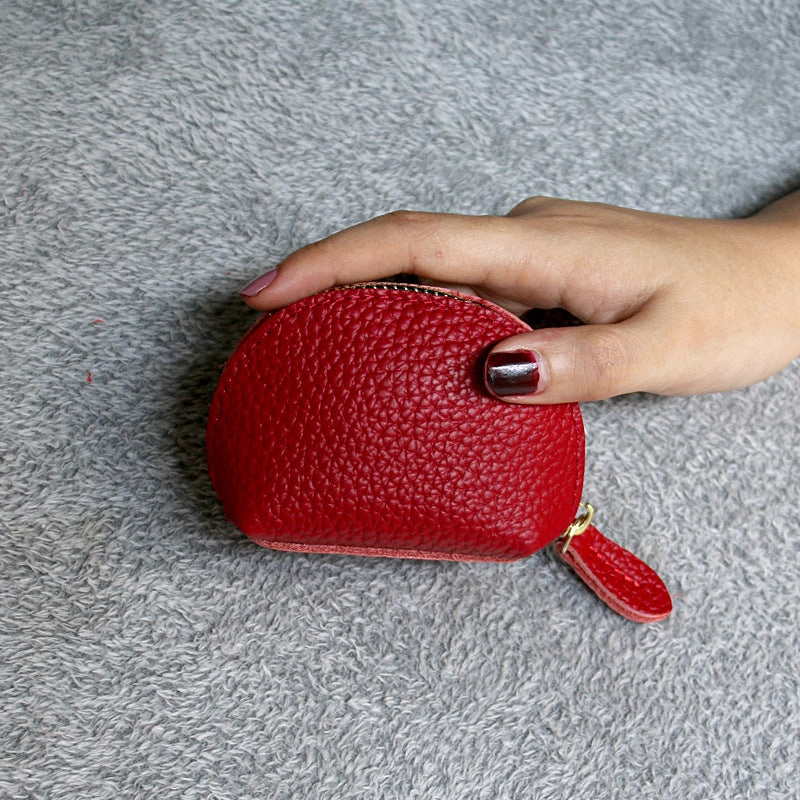 Leather dumpling zipper coin bag