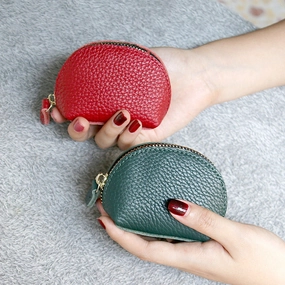 Leather dumpling zipper coin bag
